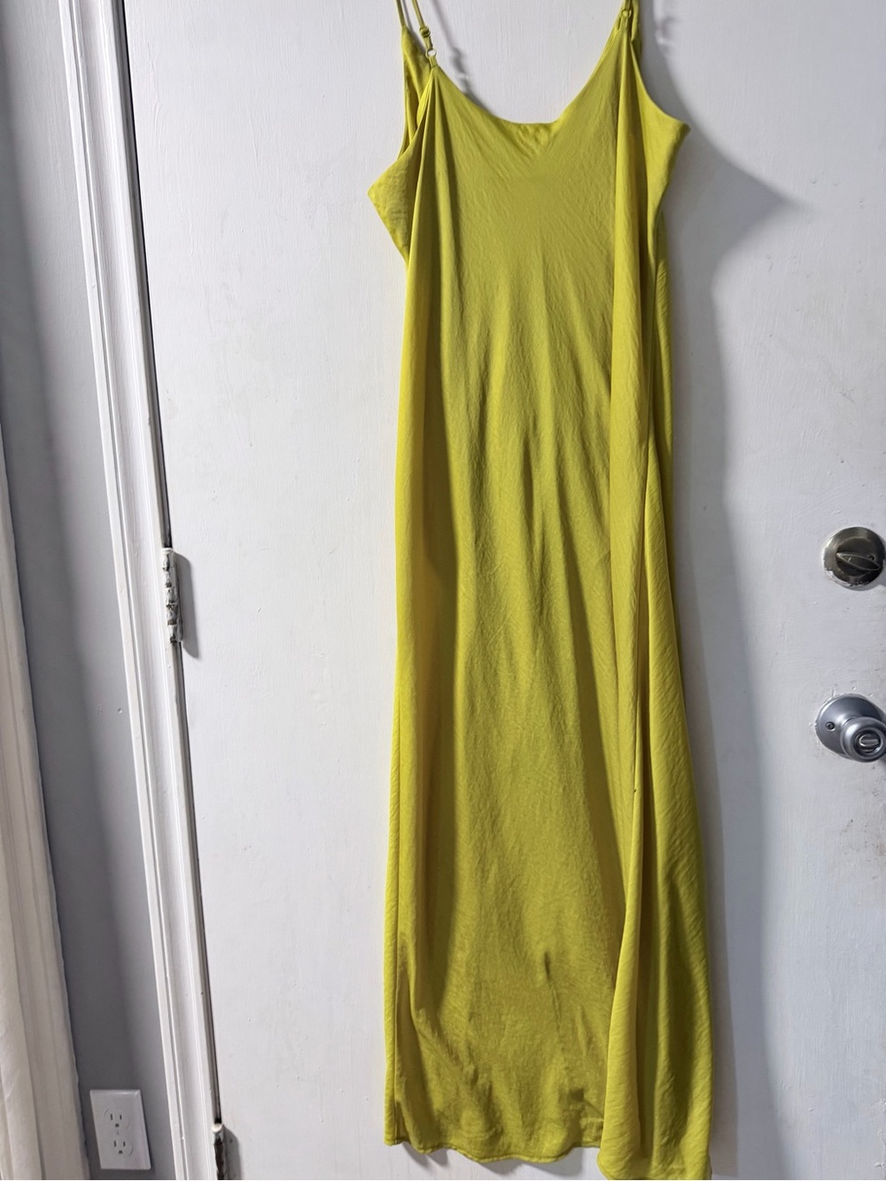 Sleek Lime Maxi Slip Dress with Adjustable Straps